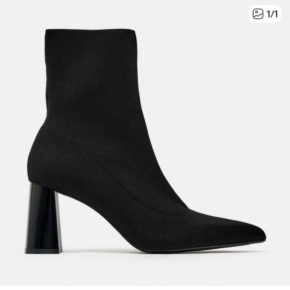 Zara Black Heeled Boots for Women